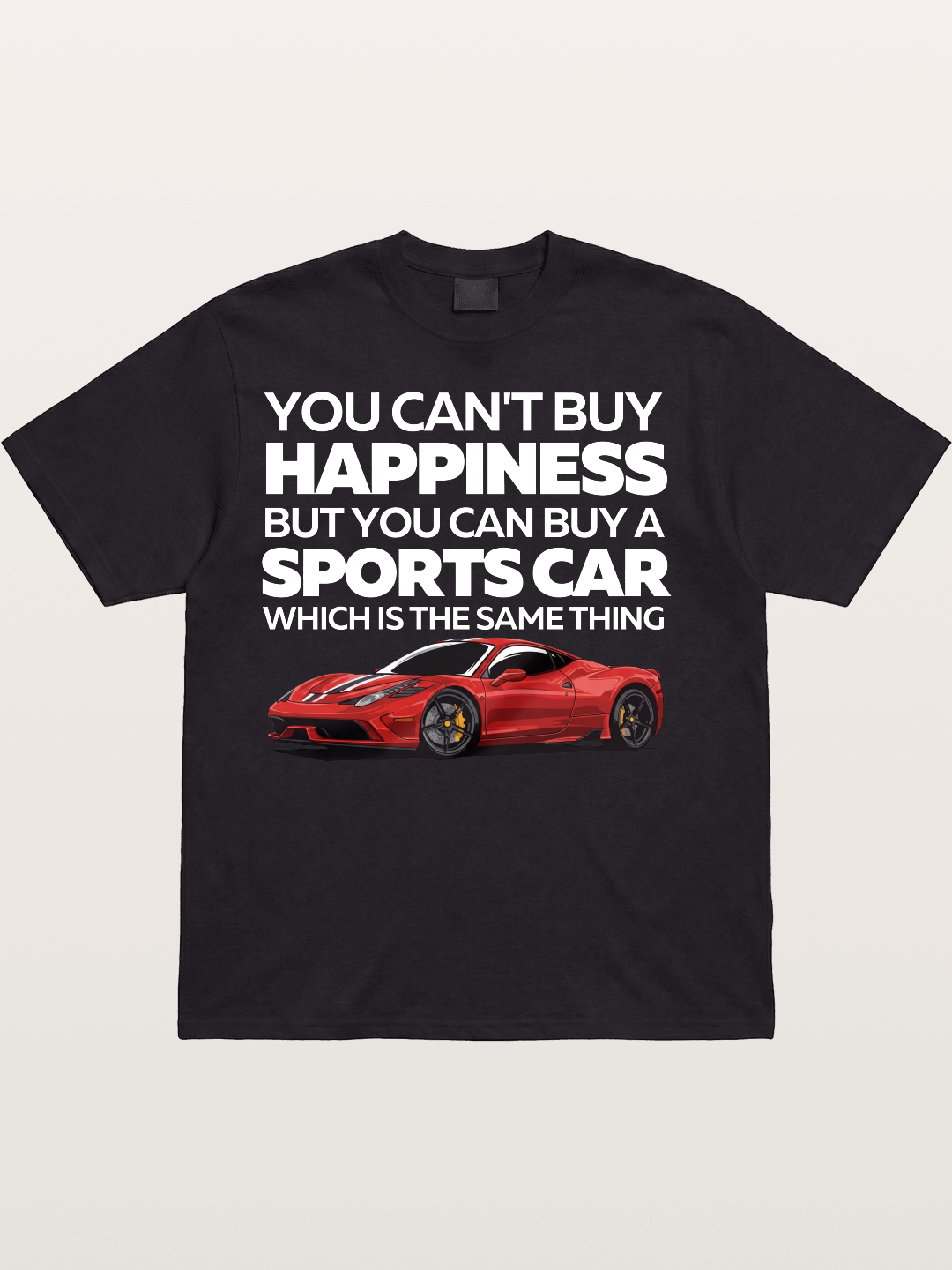 Sports Car Happiness Quote Red Ferrari Cotton T-shirt