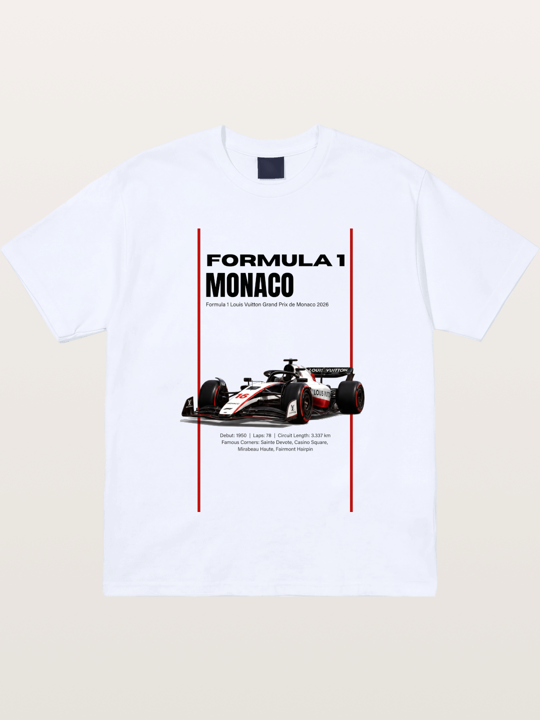 Minimal F1 Monaco Race Card Gildan T-shirt
