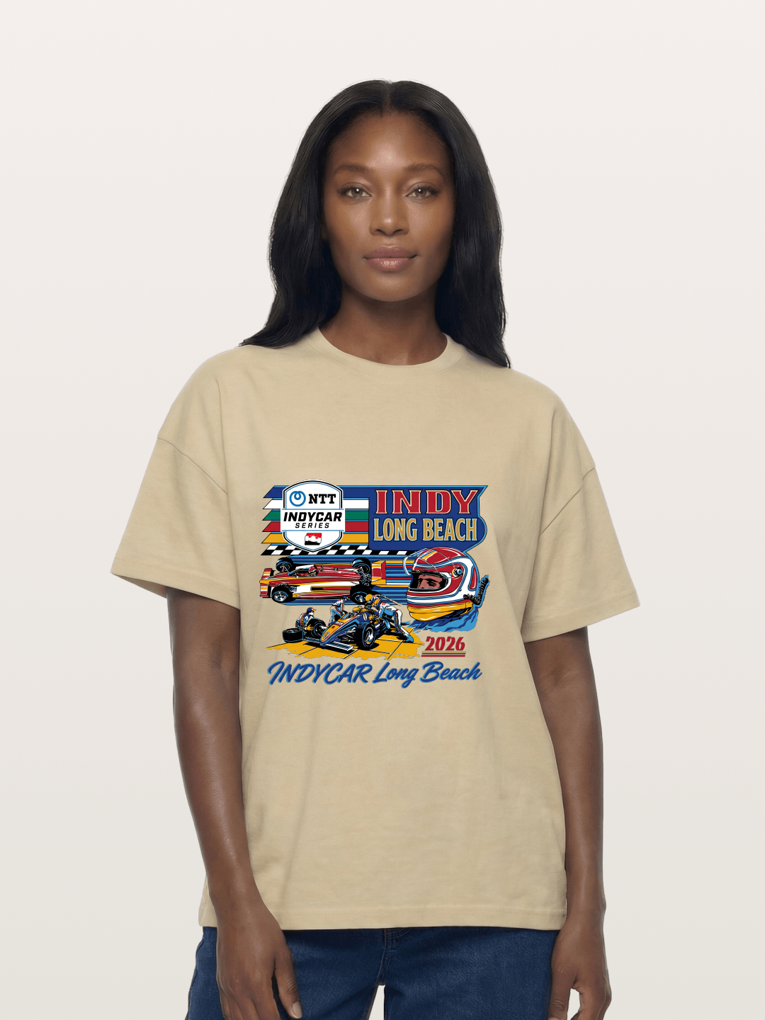 IndyCar Long Beach Vintage Art Gildan T-shirt