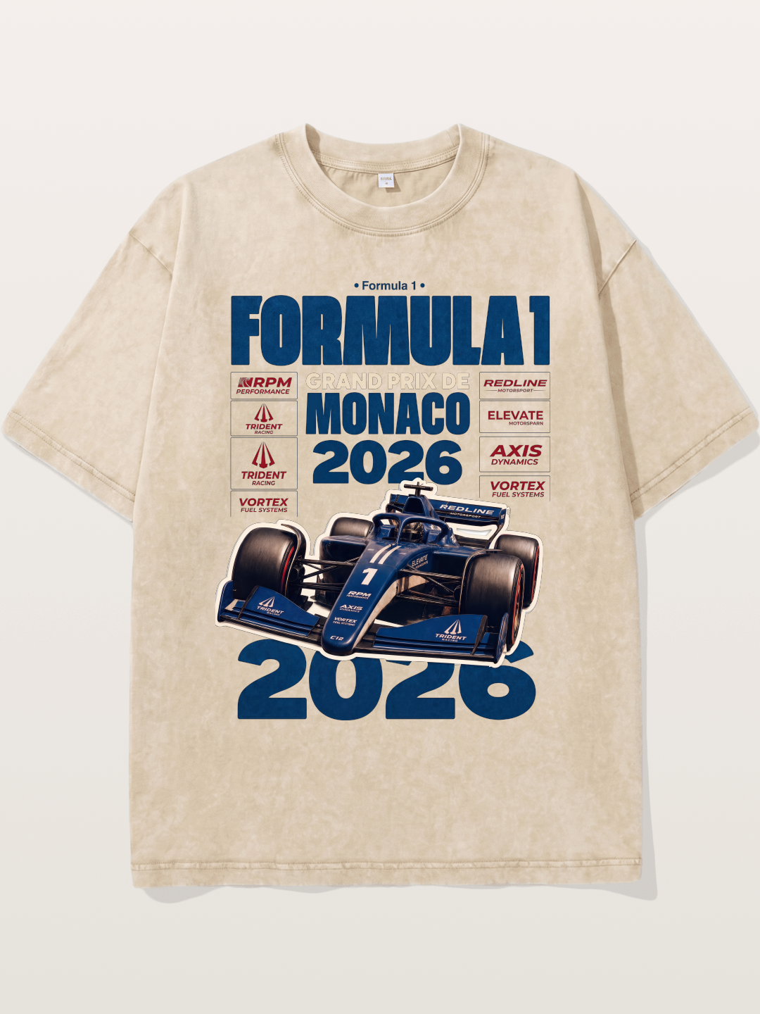 Deep Blue Monaco F1 2026 Card Washed T-shirt