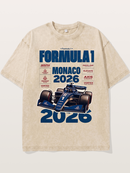 Deep Blue Monaco F1 2026 Card Washed T-shirt