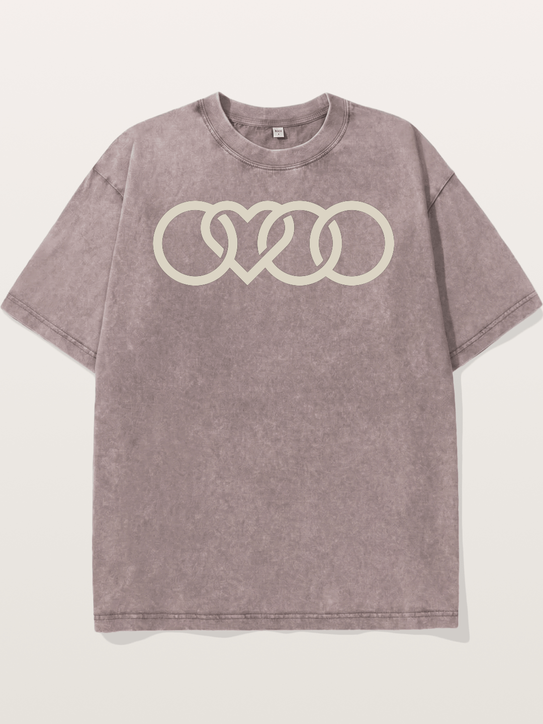 Audi Four Rings Heart Shape Washed T-shirt