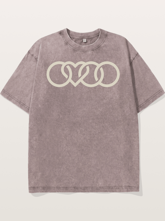 Audi Four Rings Heart Shape Washed T-shirt