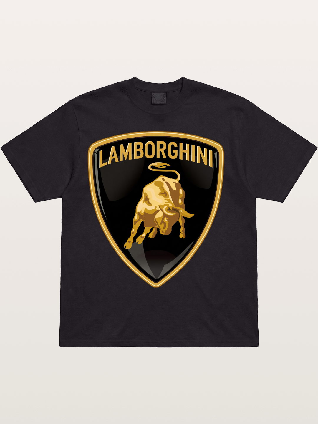 Lamborghini Gold Bull Shield Emblem Cotton T-shirt