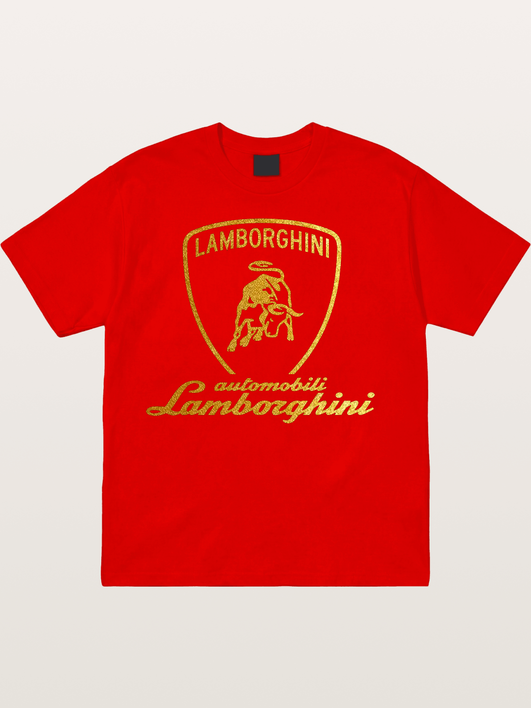 Lamborghini Gold Logo and Bull Shield Cotton T-shirt