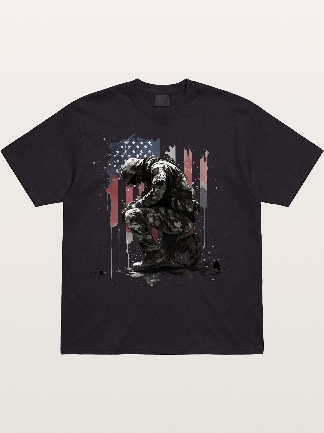 Kneeling Soldier Memorial Print Cotton T-shirt
