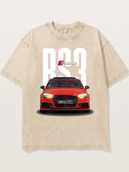 Audi RS3 Red Performance Sedan Washed T-shirt