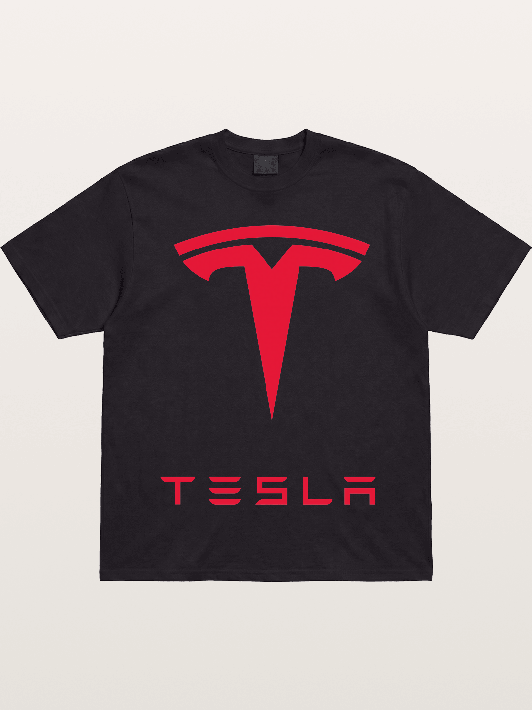 Tesla Red Logo Sticker Gildan T-shirt