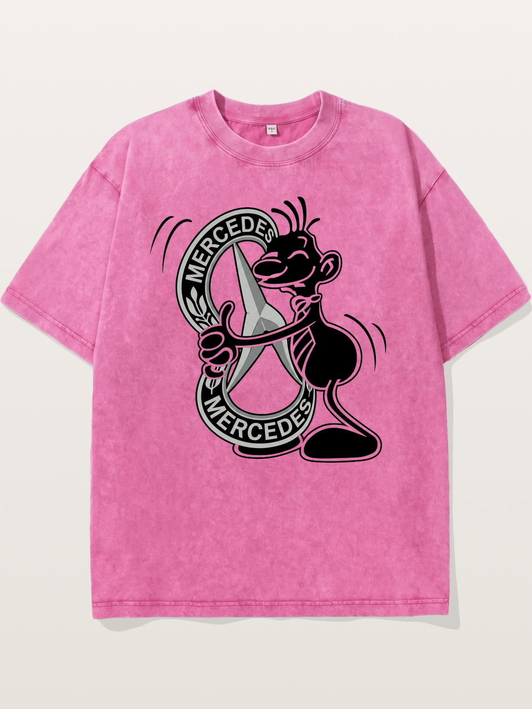 Character Holding Mercedes Emblem Washed T-shirt