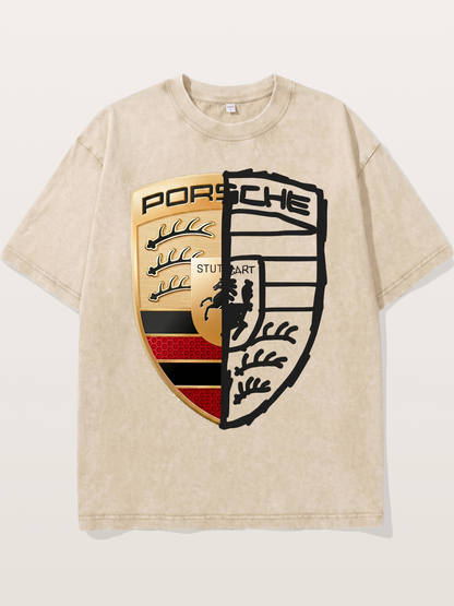 Porsche Half Sketch Half Real Washed T-shirt
