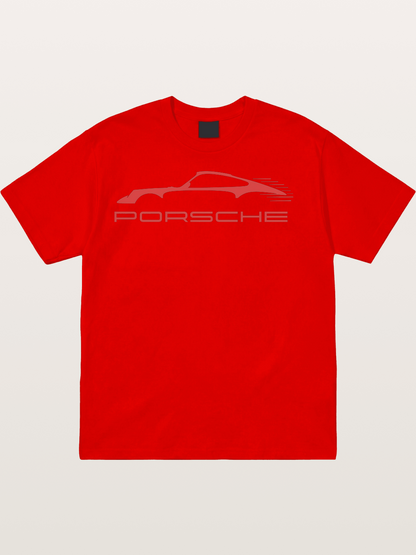 Red Porsche Silhouette Art Cotton T-shirt