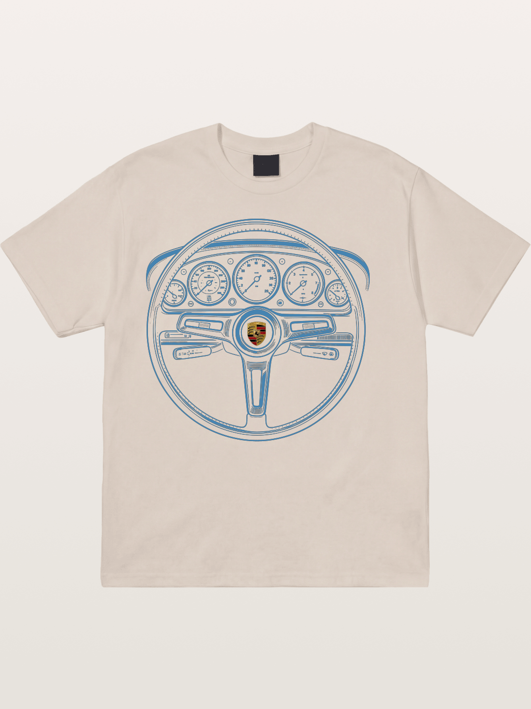 Porsche Classic Steering Wheel Blueprint Cotton T-shirt
