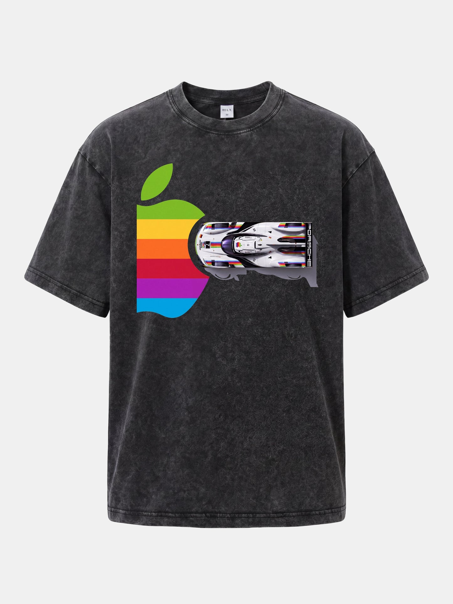 Rainbow Apple Shape Le Mans Race Car Washed T-shirt