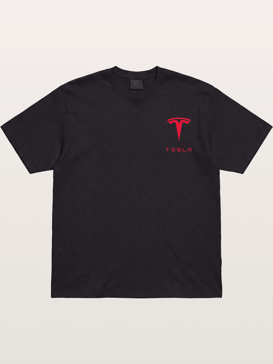 Tesla Red Logo Sticker Cotton T-shirt
