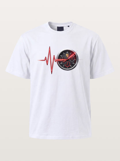 Heartbeat Line Porsche Dash Gauge Cotton T-shirt