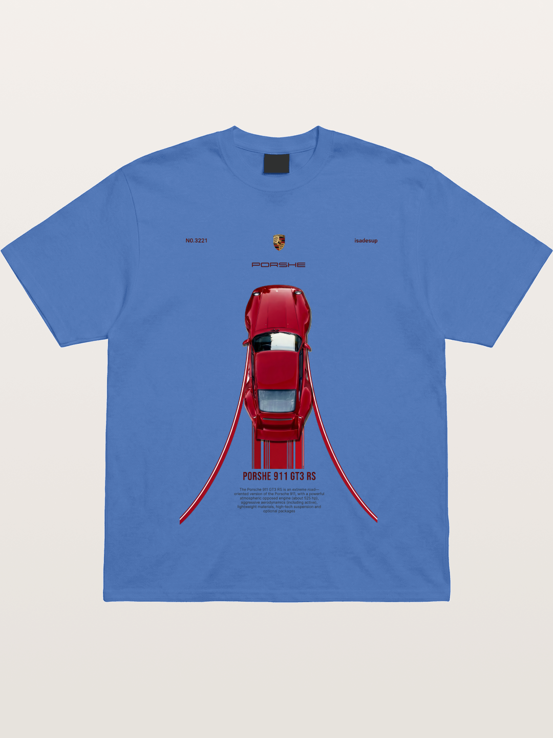 Porsche 911 GT3 RS Top View Gildan T-shirt