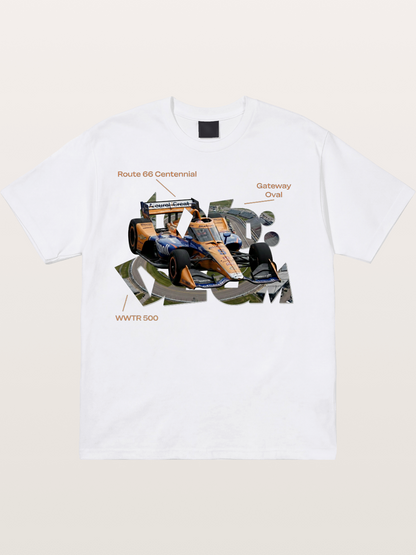 Orange IndyCar Route66 Art Cotton T-shirt