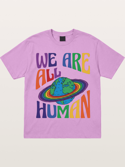 We Are All Human Rainbow Earth Design Gildan T-shirt