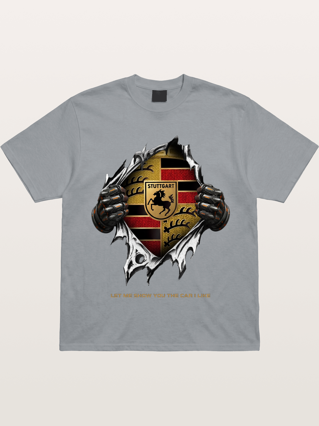 Porsche Crest Tear Through Effect Gildan T-shirt