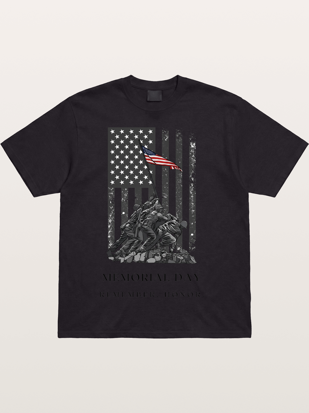 Memorial Day Flag Raising Print Cotton T-shirt