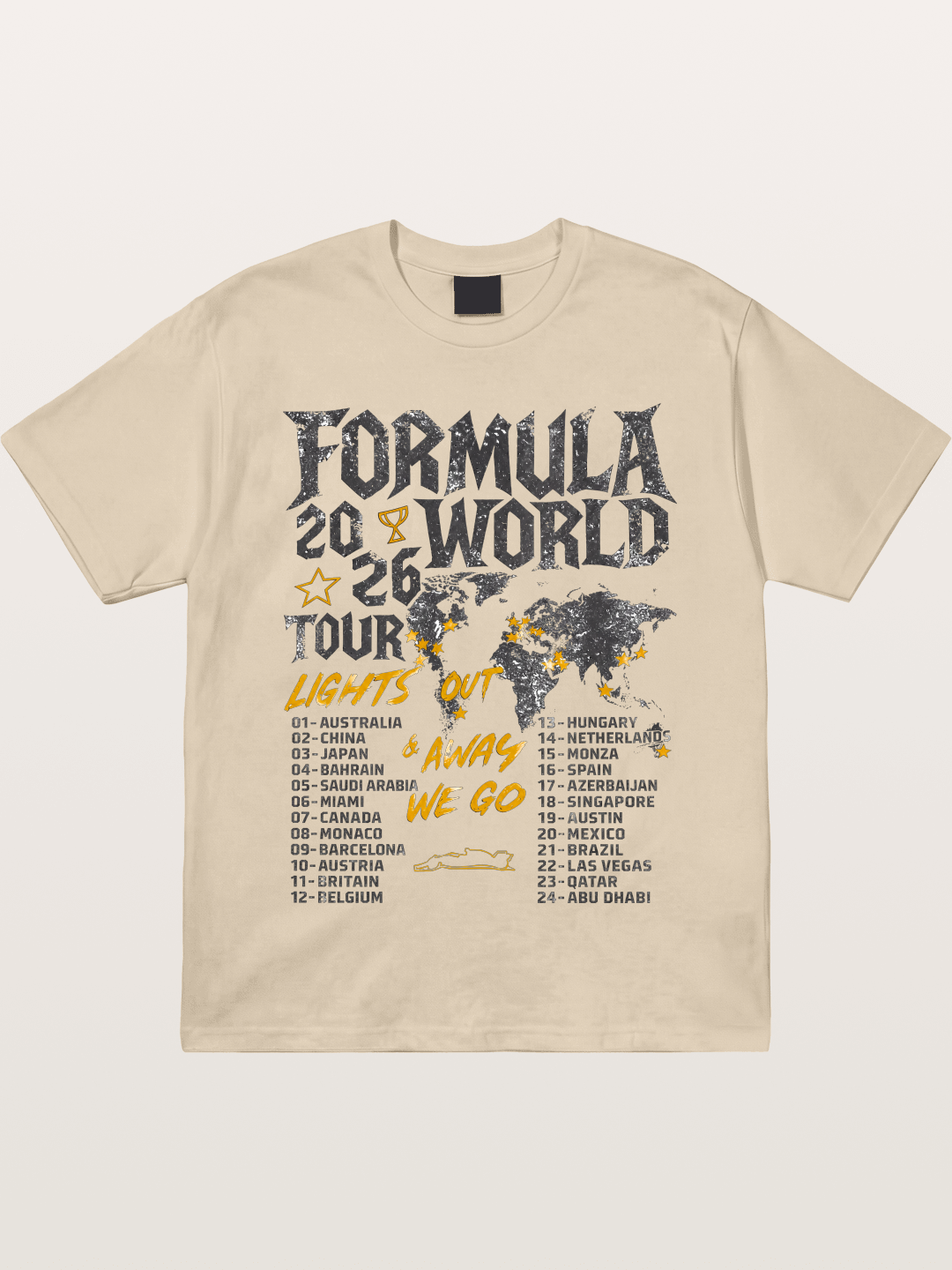 2026 F1 World Tour Poster Gildan T-shirt