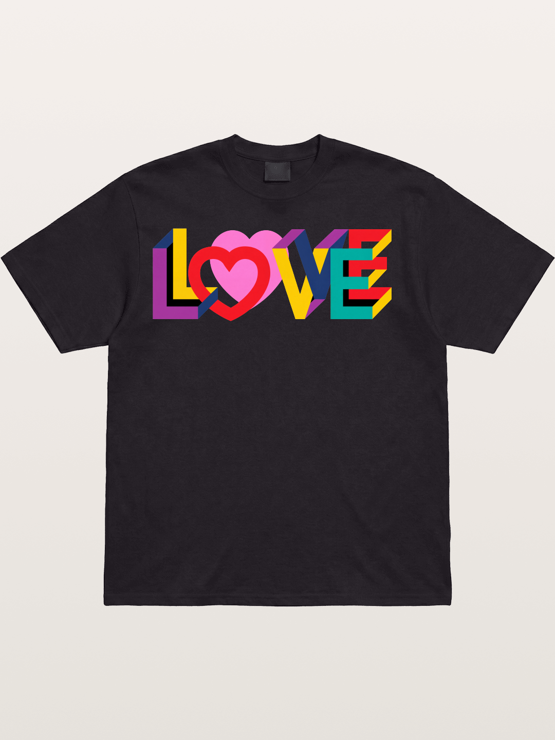 3D Love Typography With Heart Cotton T-shirt