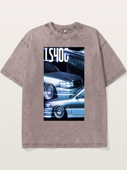 LS400 JDM Double Car Print Washed T-shirt