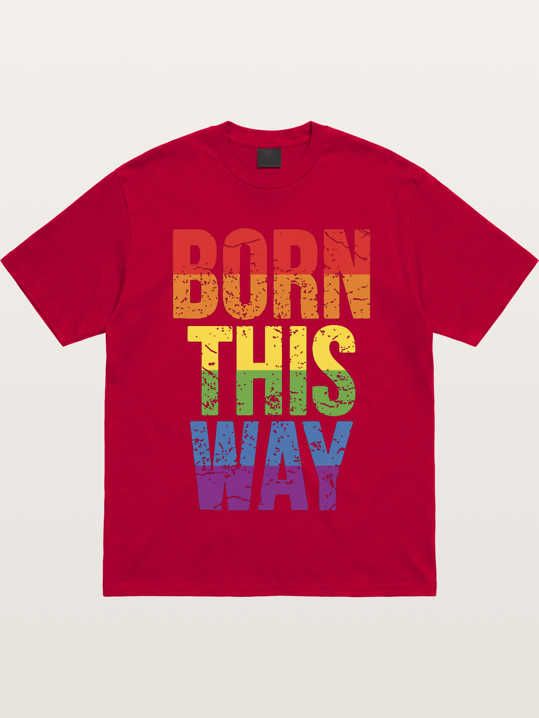 Born This Way Retro Rainbow Text Gildan T-shirt
