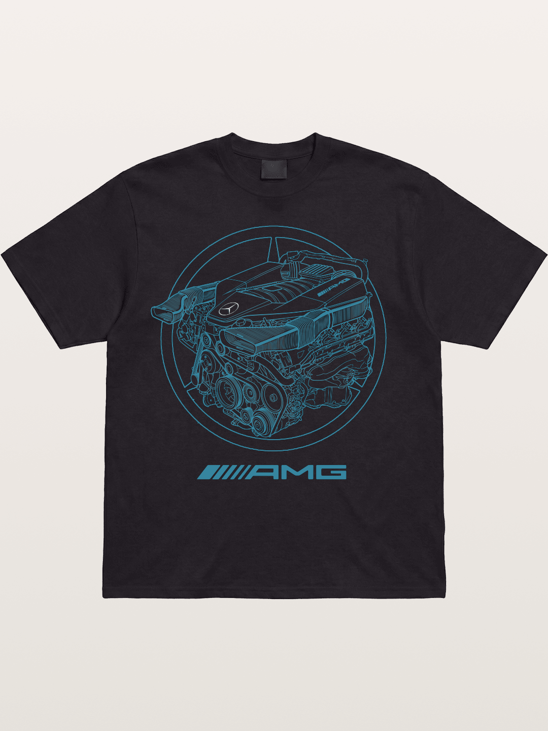 Mercedes AMG Engine Cutaway Blueprint Cotton T-shirt