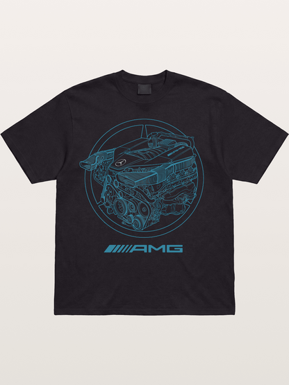Mercedes AMG Engine Cutaway Blueprint Cotton T-shirt