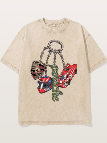 Porsche Vintage Race Charm Combo Washed T-shirt