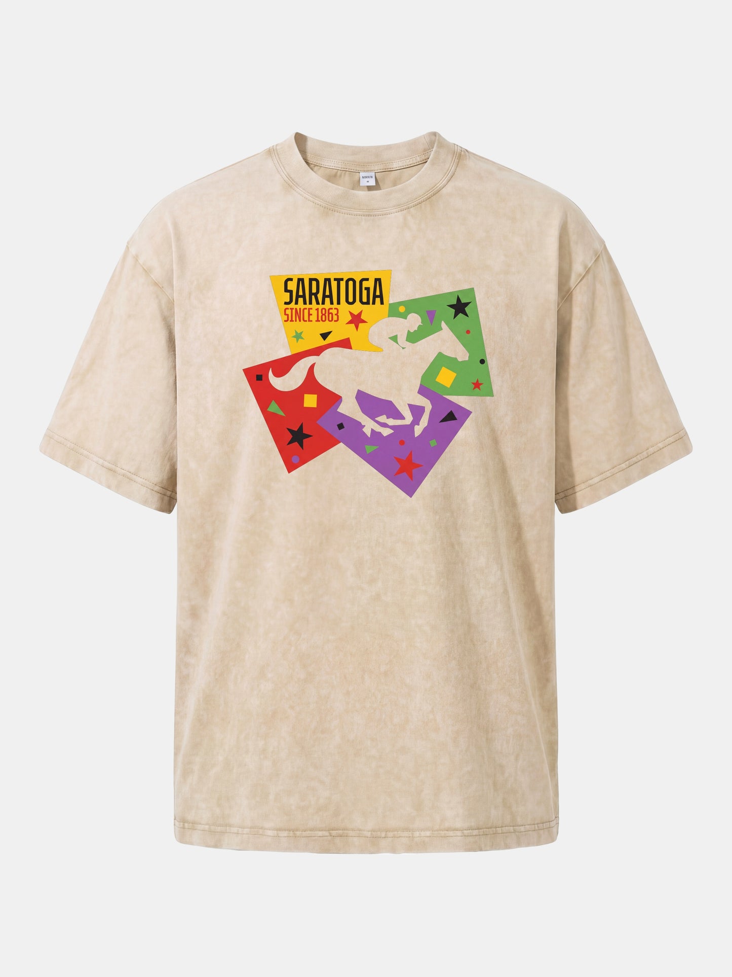 Saratoga Geometric Horse Rider Art Washed T-shirt