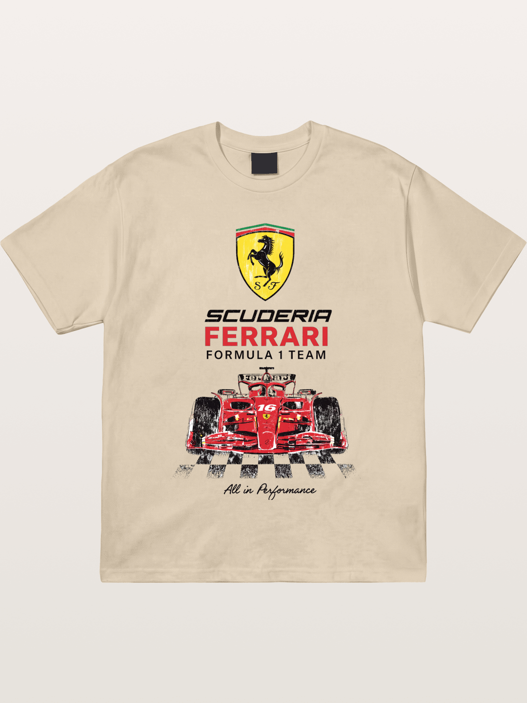 Ferrari F1 Team Racing Poster Gildan T-shirt