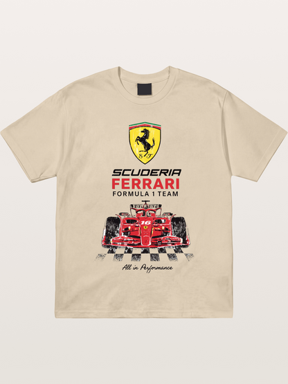 Ferrari F1 Team Racing Poster Gildan T-shirt
