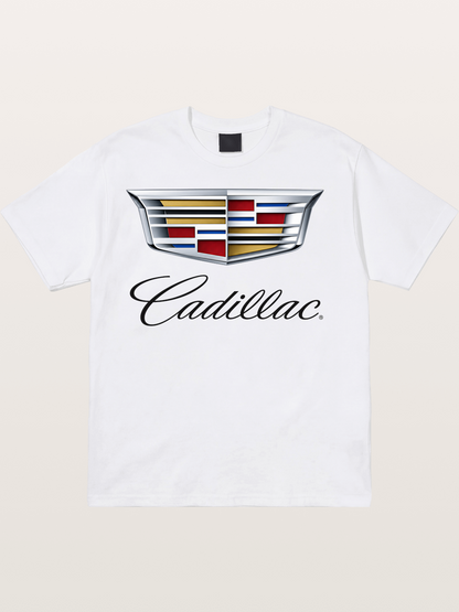 Cadillac Emblem Script Print Cotton T-shirt