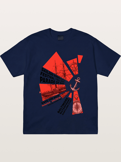 Pink Red Geometric Sail Poster Gildan T-shirt