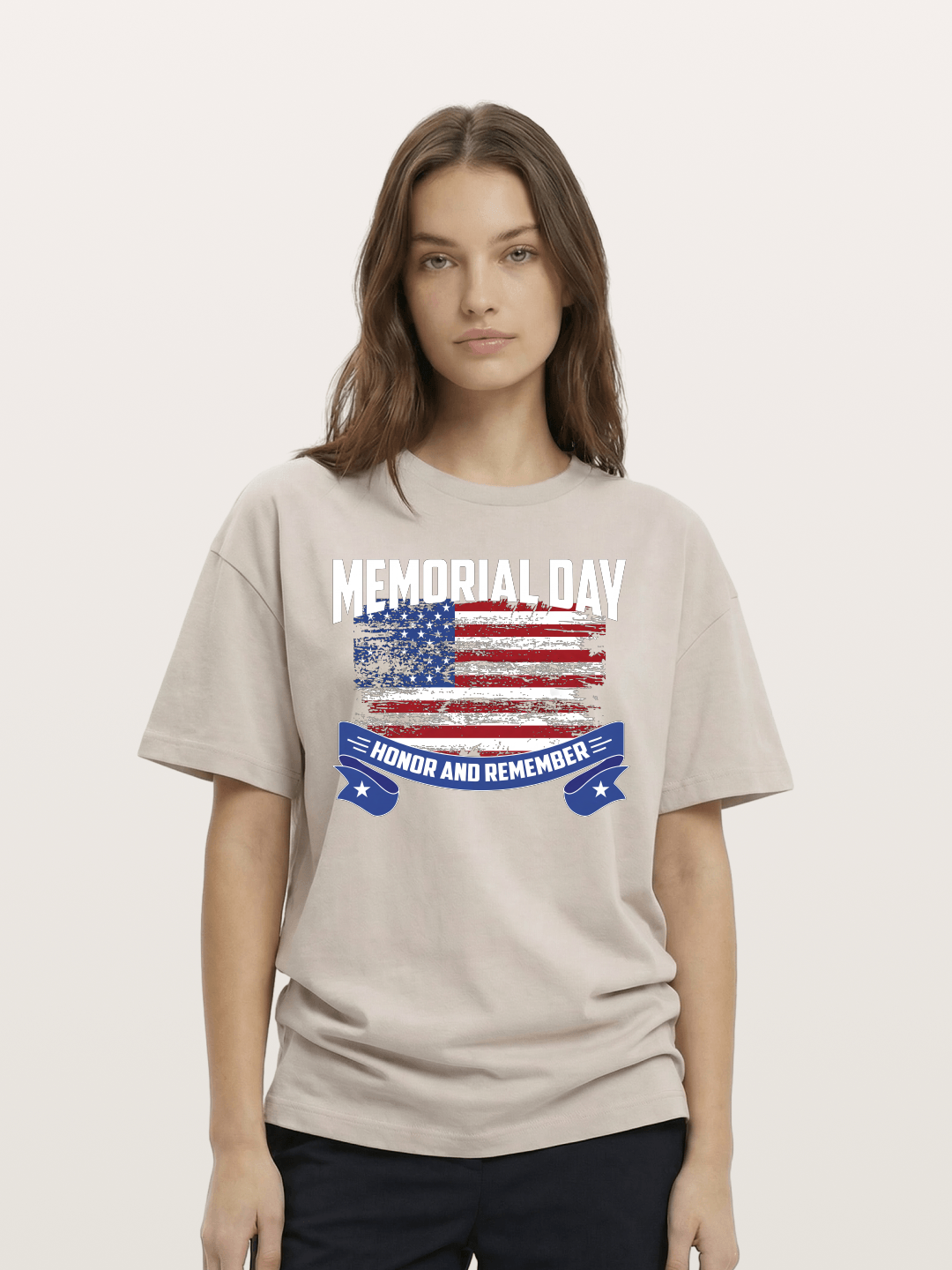 Honor and Remember Memorial Day Flag Cotton T-shirt