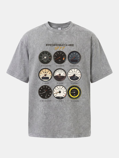 Porsche 911 Cluster Vintage Gauge Set Washed T-shirt
