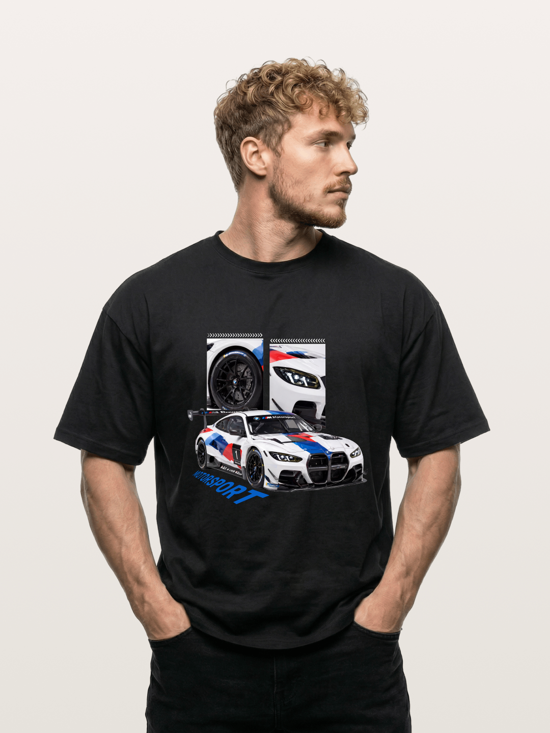 BMW M4 GT Race Car Collage Gildan T-shirt