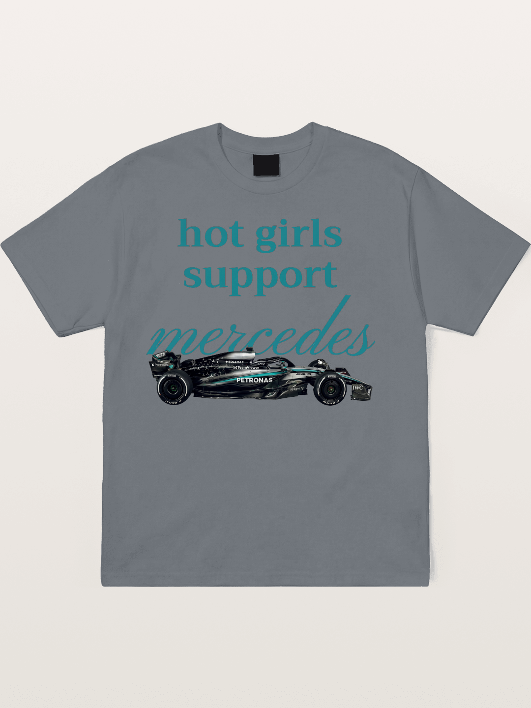 Mercedes F1 Racing Text Print Cotton T-shirt