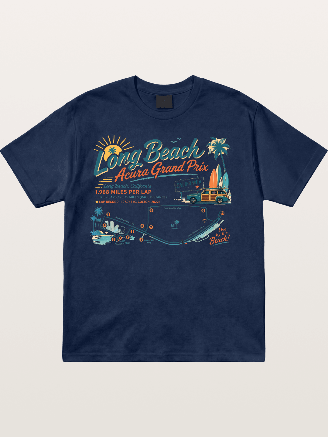 California Long Beach Race Poster Cotton T-shirt