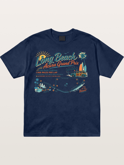 California Long Beach Race Poster Cotton T-shirt