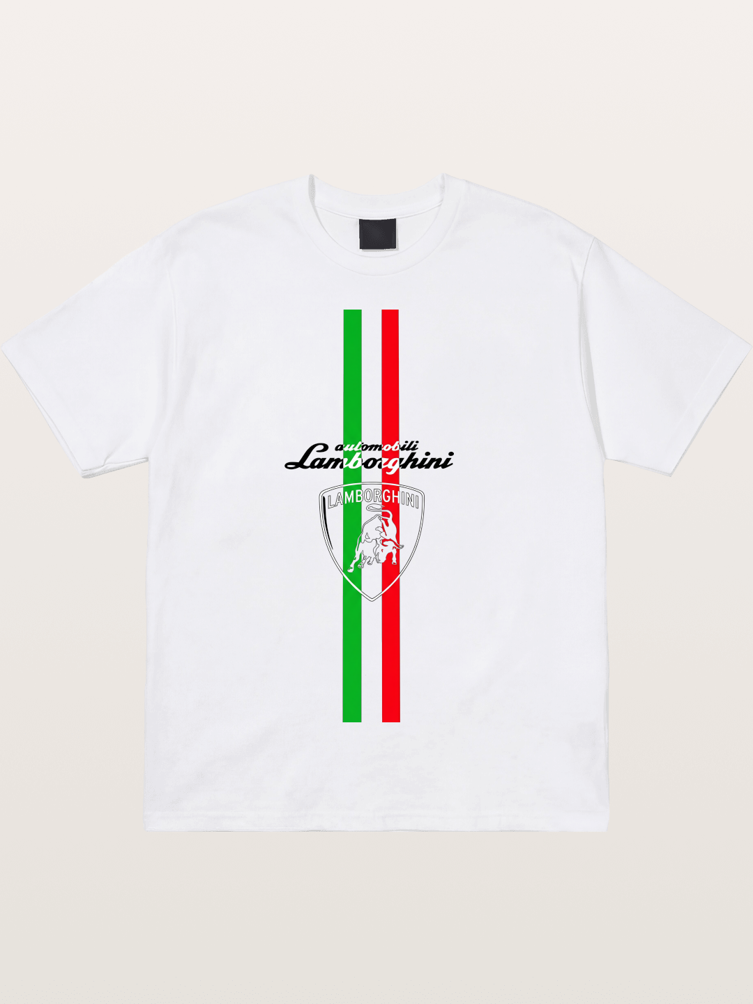 Italian Flag Lamborghini Print Cotton T-shirt