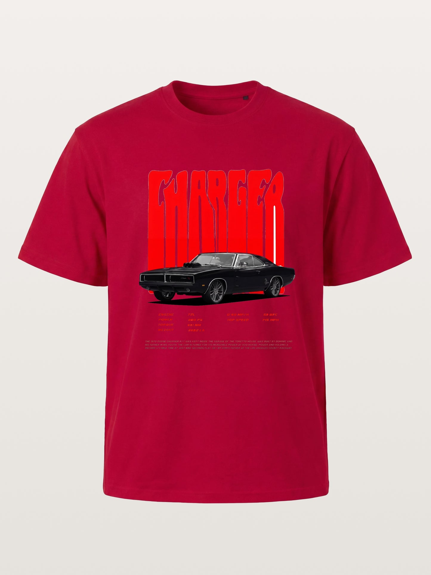 Red Charger Retro Muscle Print Gildan T-shirt