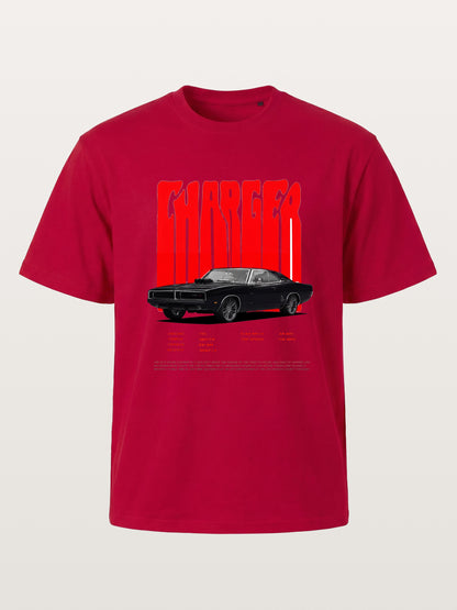 Red Charger Retro Muscle Print Gildan T-shirt