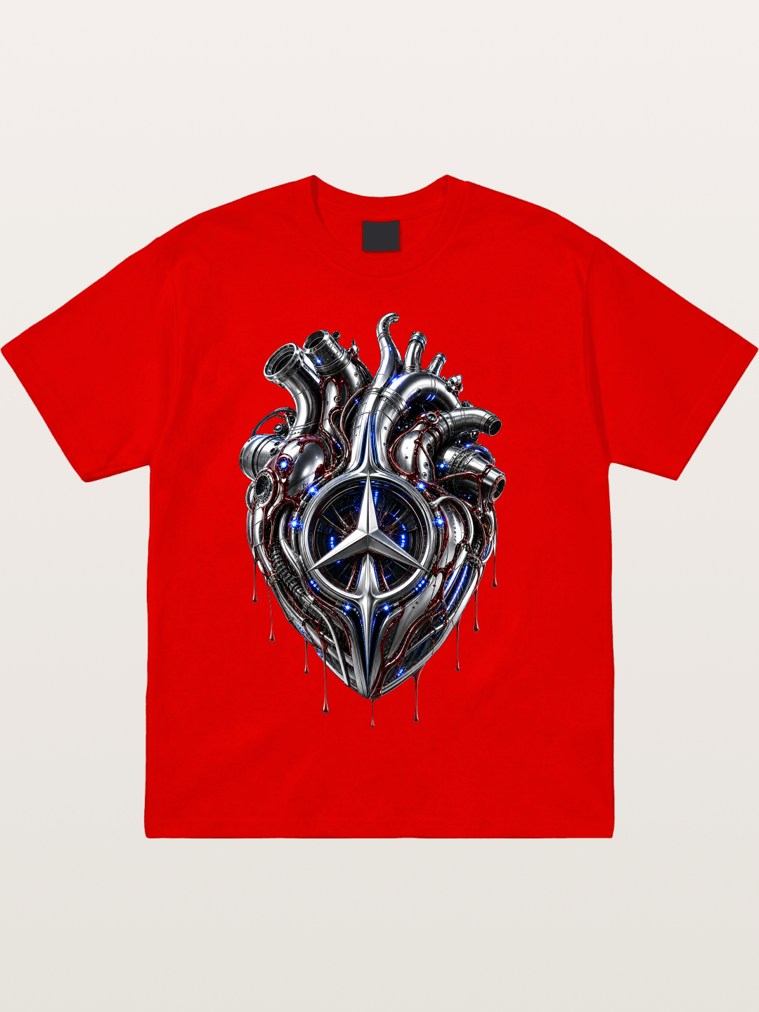 Mercedes Cyborg Heart Print Cotton T-shirt