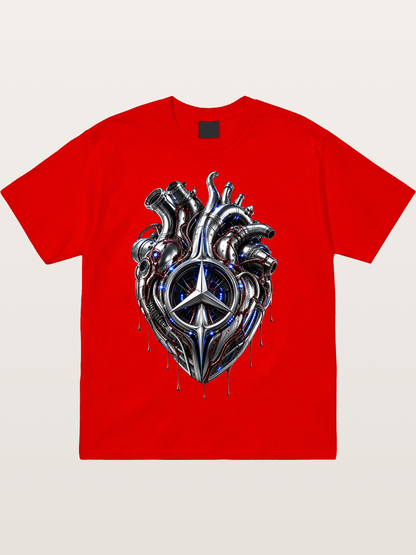 Mercedes Cyborg Heart Print Cotton T-shirt