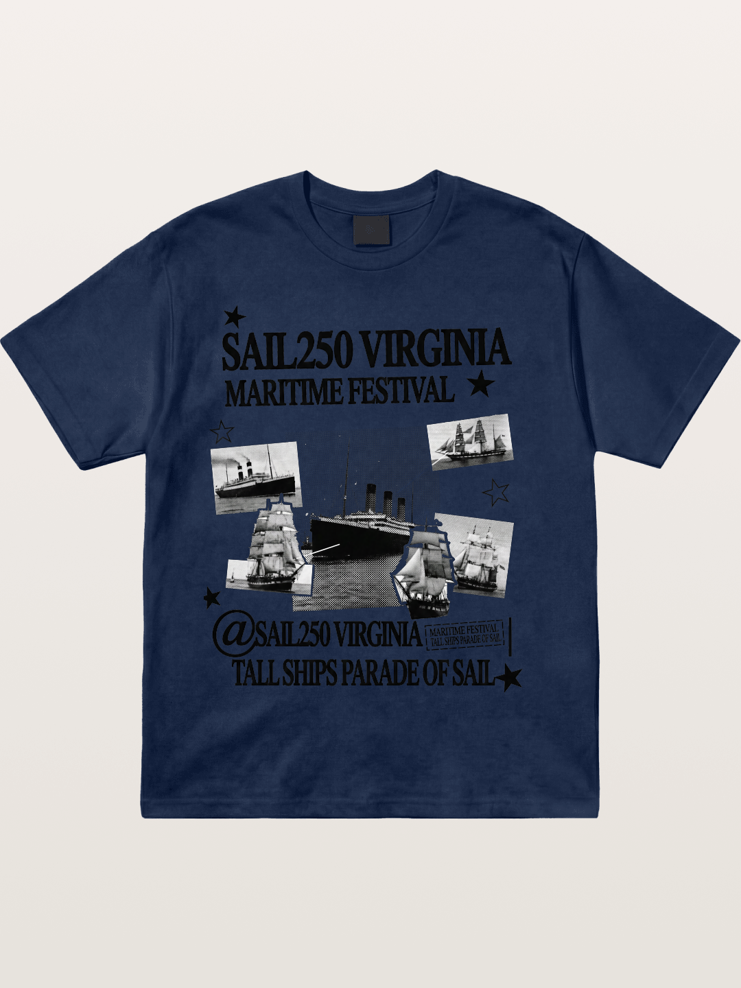 Collage Black White Sailboat Card Cotton T-shirt