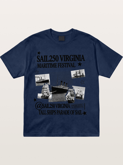 Collage Black White Sailboat Card Cotton T-shirt