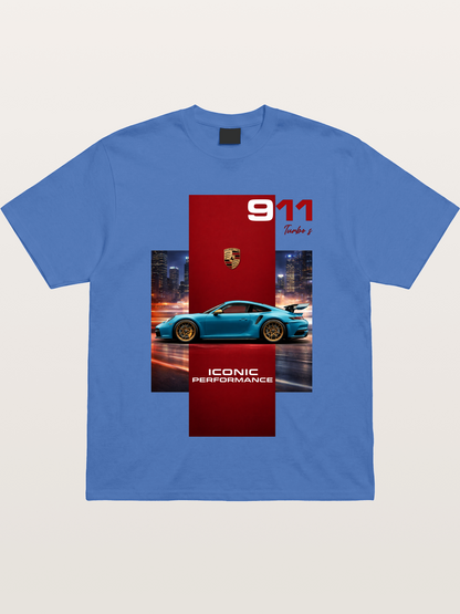 Porsche 911 Turbo S Blue Iconic Gildan T-shirt
